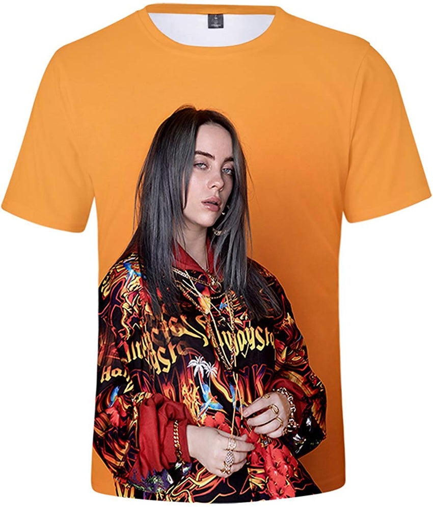 Women 3D Printed T Shirt Casual Tees for Music Fans Orange 01