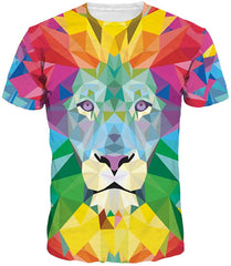 Unisex Men 3D Printed Casual Summer Short Sleeve T Shirts Tees Color Lion
