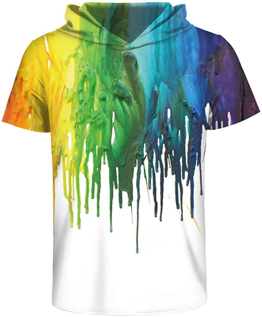 Unisex 3D Printed Pullover T shirt Short Sleeve Casual T Shirt Galaxy Space Creative Graphic Hooded Shirts Paint