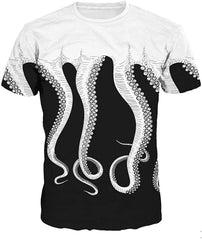 Unisex Casual 3D Wolf Head Pattern Printed Short Sleeve T Shirts Top Tees Octopus
