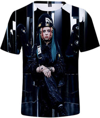 Women 3D Printed T Shirt Casual Tees for Music Fans A Black 04