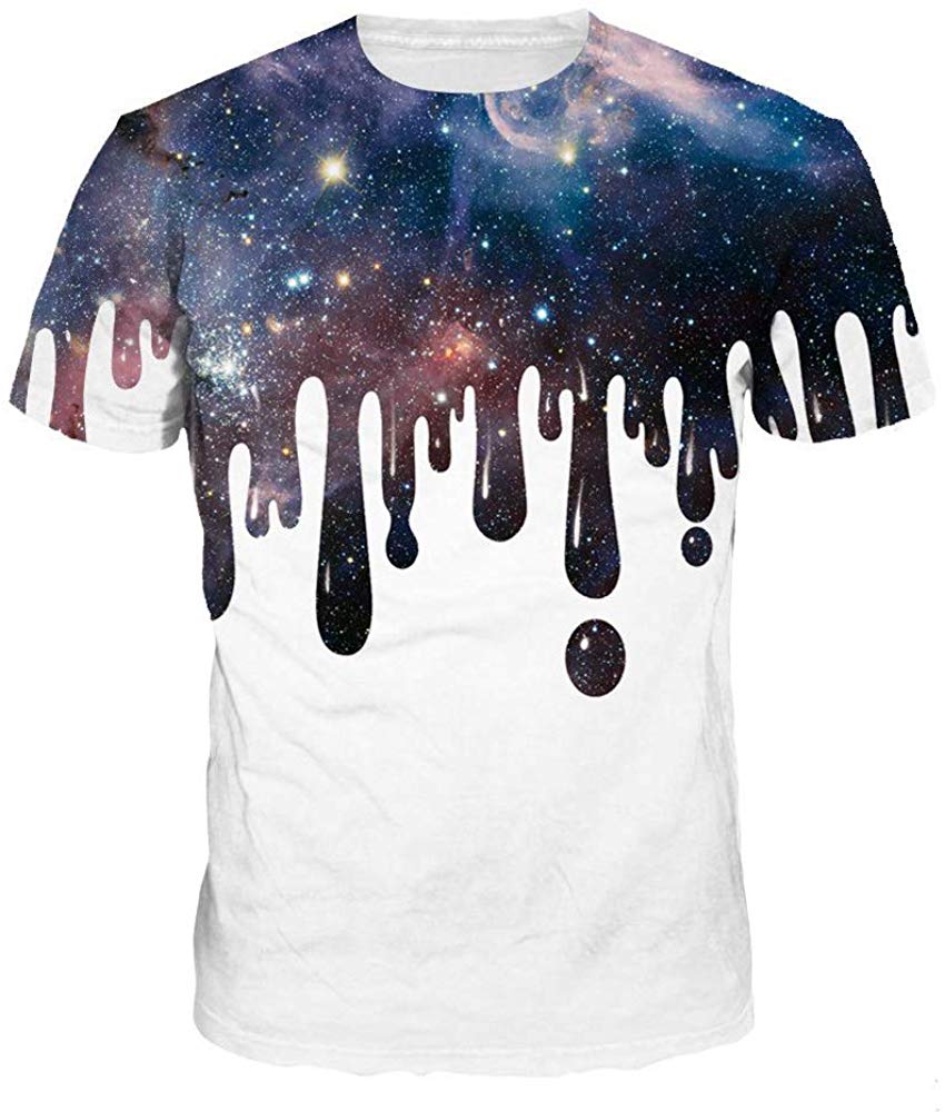 Sanatty Unisex Womens Mens Summer T Shirts Graphic 3D Galaxy T Shirts Tops Couple Tees Milk Galaxy