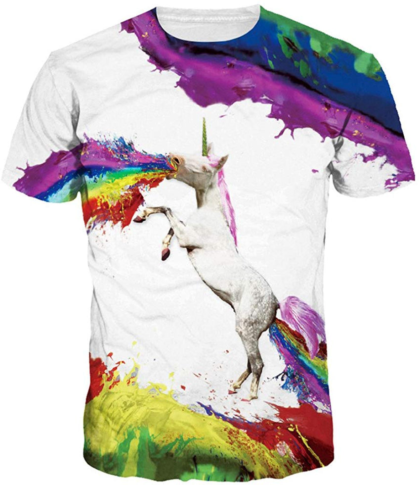 Unisex 3D Cartoon Printed T Shirt Short Sleeve Funny Couple Tees Horse