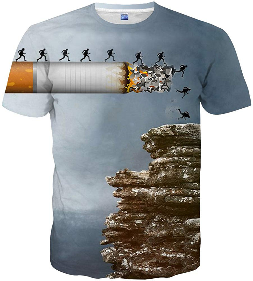 Unisex 3D Print Tshirts Short Sleeve Cool Graphic Tees for Women Men New grey
