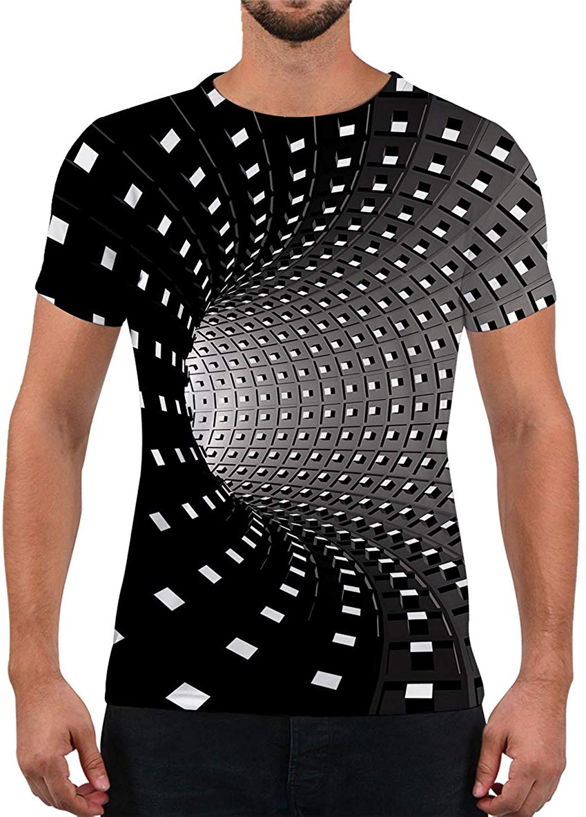 Unisex Fashion 3D Print T Shirts Funny Graphics Pattern Crewneck Short Sleeve Tees for Mens Womens Tunnel