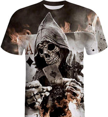 Mens T Shirt Skull 3D Printing Tops Tees Shirt Short Sleeve Black 5