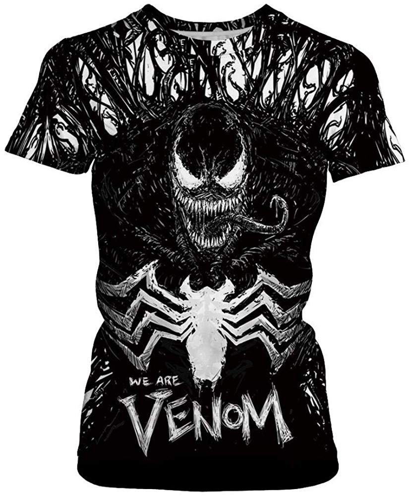 3D Unisex 3D Printed Spiderman Venom Villain Skull T shirt Funny Dy 01