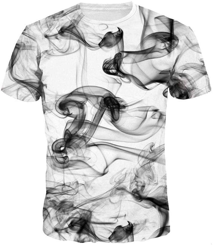 Unisex 3D Wolf T Shirts Couples Summer Short Sleeve T Shirts Casual Tees Black Smoke