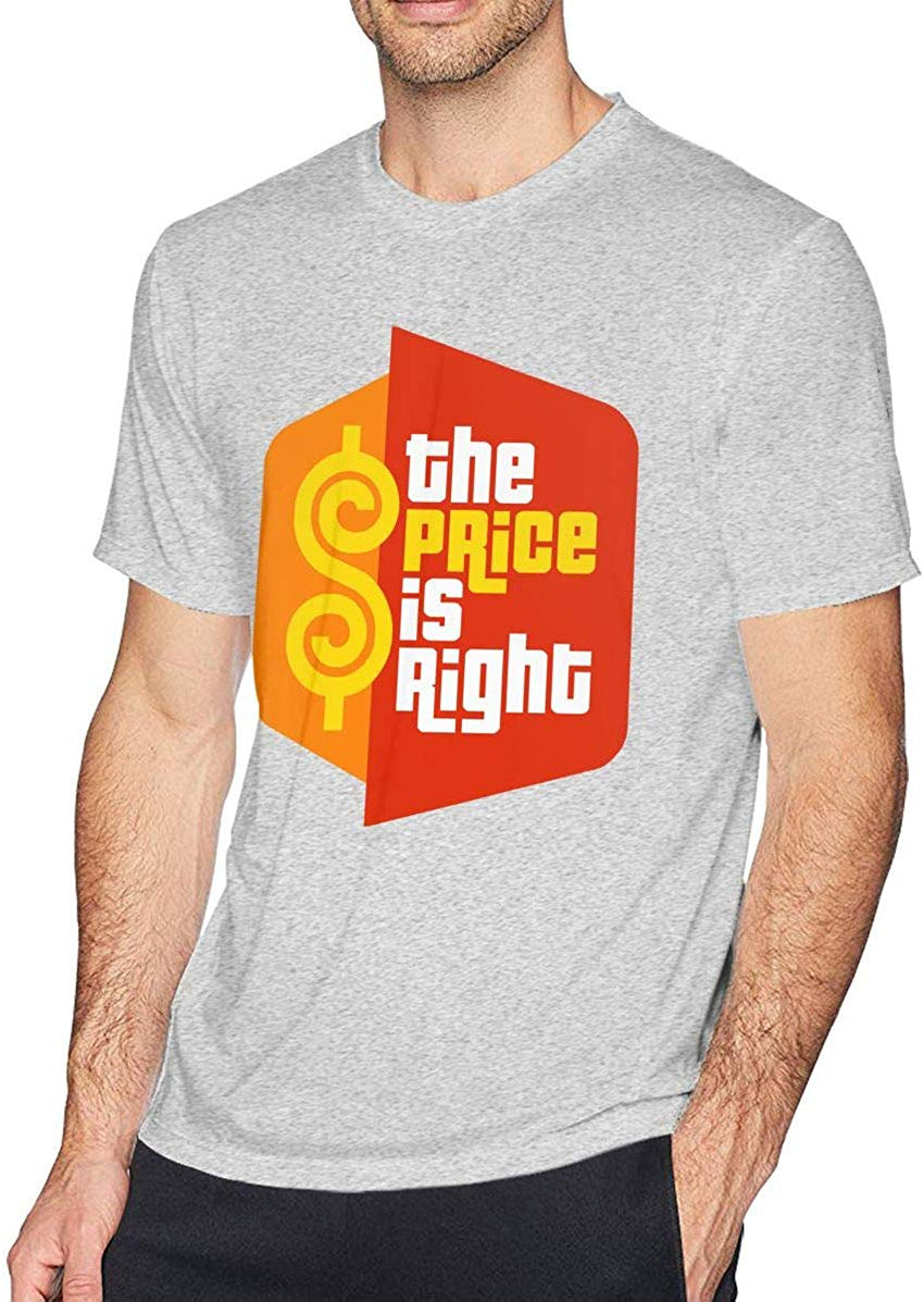 Men's Casual The Price is Right Tee T Shirt Short Sleeve O Neck Cotton T Shirt Sports Tops for Teens Plus Size Shirt Grey