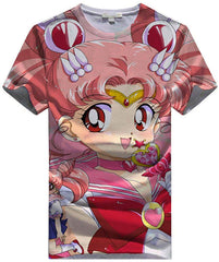 Women Sailor Moon 3D Graphic T Shirt Casual Top Sailor Chibi Moon3