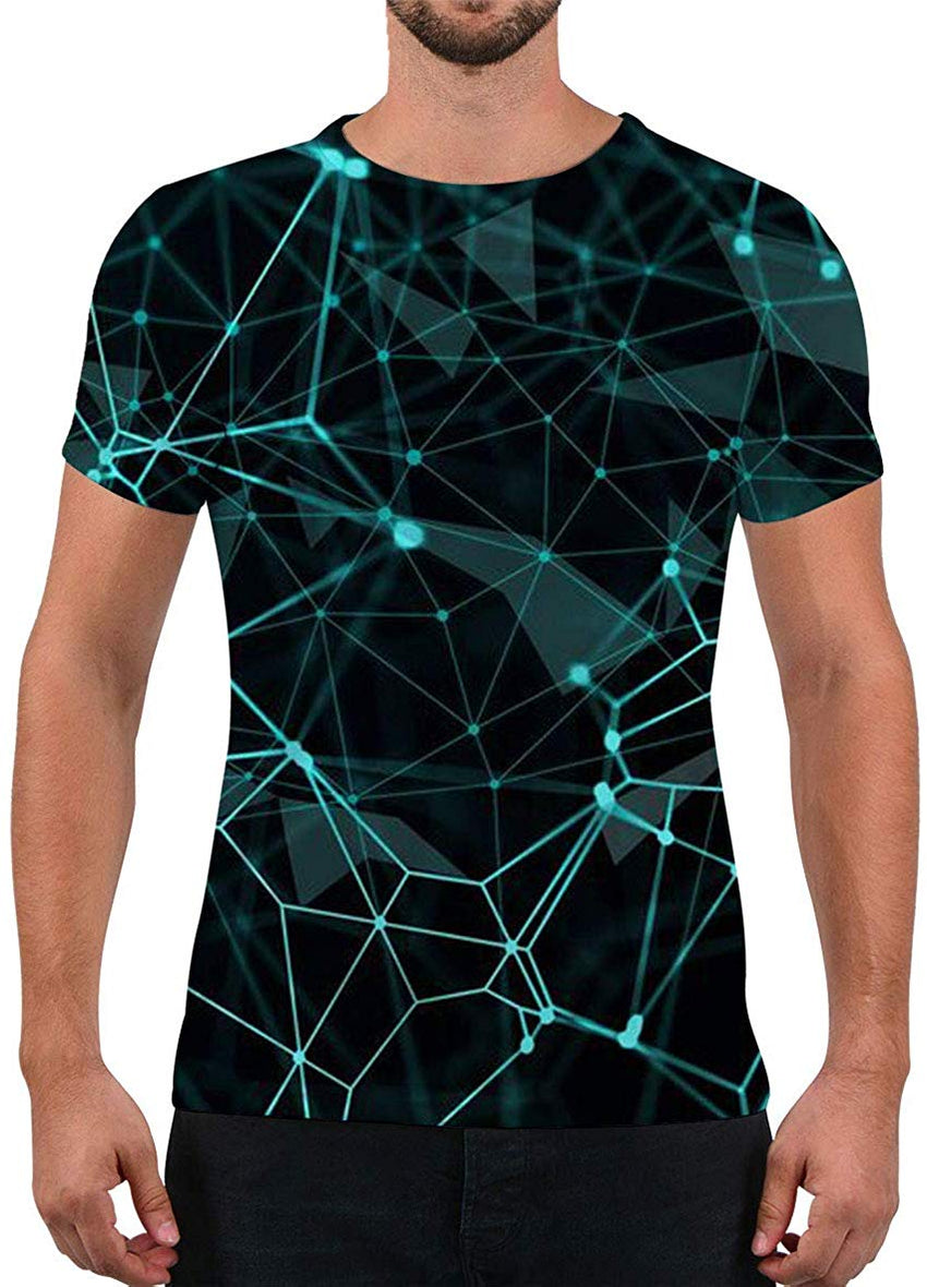 Unisex Fashion 3D Print T Shirts Funny Graphics Pattern Crewneck Short Sleeve Tees for Mens Womens Geometric Lines