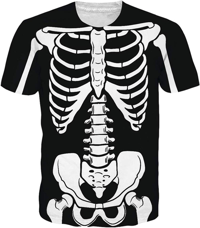 Unisex 3D Printed Pattern Short Sleeve T Sleeve Cool Graphic Tees Top Skeleton 2