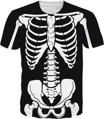 Unisex 3D Printed Pattern Short Sleeve T Sleeve Cool Graphic Tees Top Skeleton 2