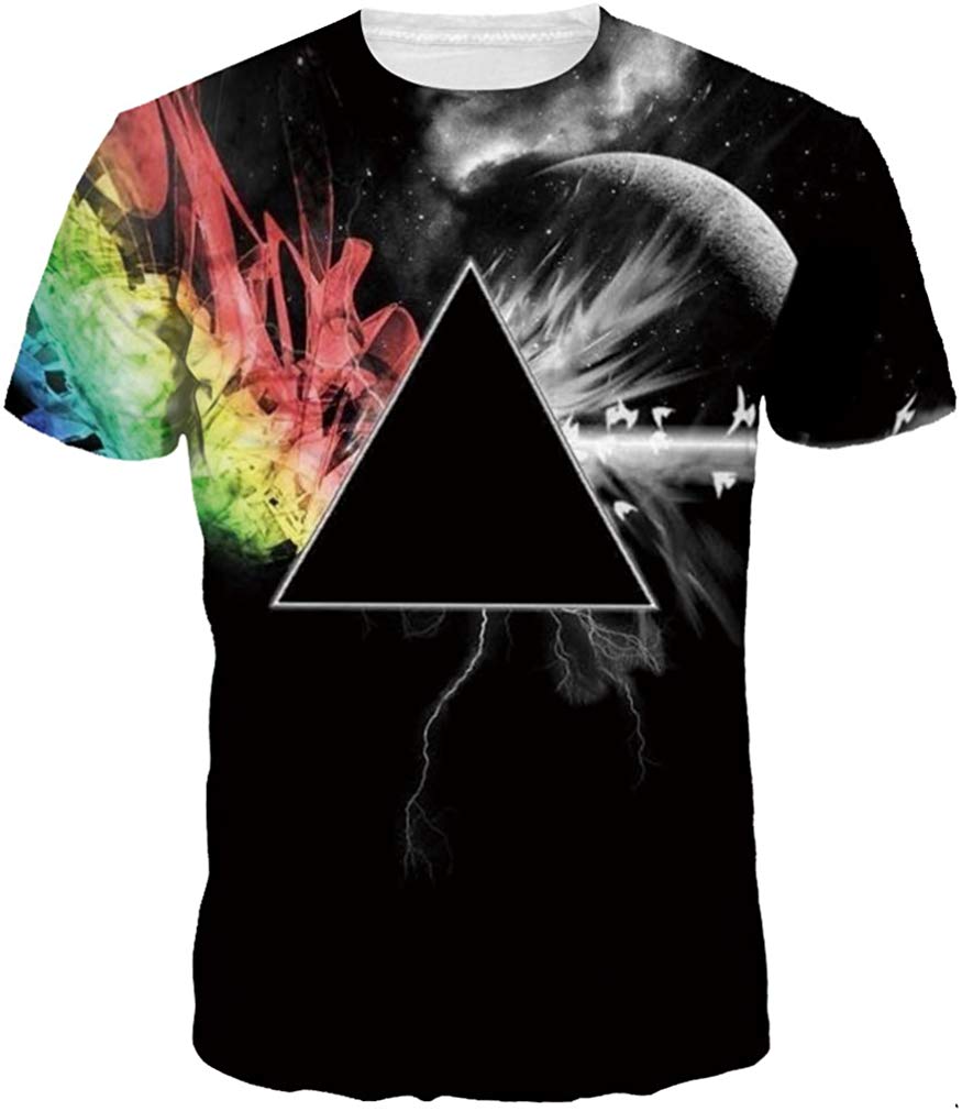 Unisex Men 3D Printed Casual Summer Short Sleeve T Shirts Tees Black Triangle