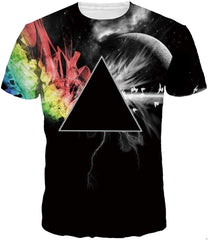 Unisex Men 3D Printed Casual Summer Short Sleeve T Shirts Tees Black Triangle