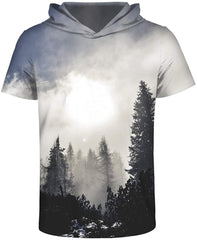 Unisex 3D Printed Pullover T shirt Short Sleeve Casual T Shirt Galaxy Space Creative Graphic Hooded Shirts Tree