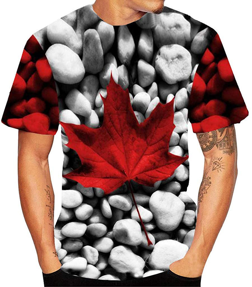 Mens T Shirt 3D Flood Printed Short Sleeved Top Blouse Black4
