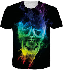 Unisex Cool Novelty 3D Graphic Print T Shirts Summer Short Sleeve Crewneck Tees Casual Tops Smoke Skull 1