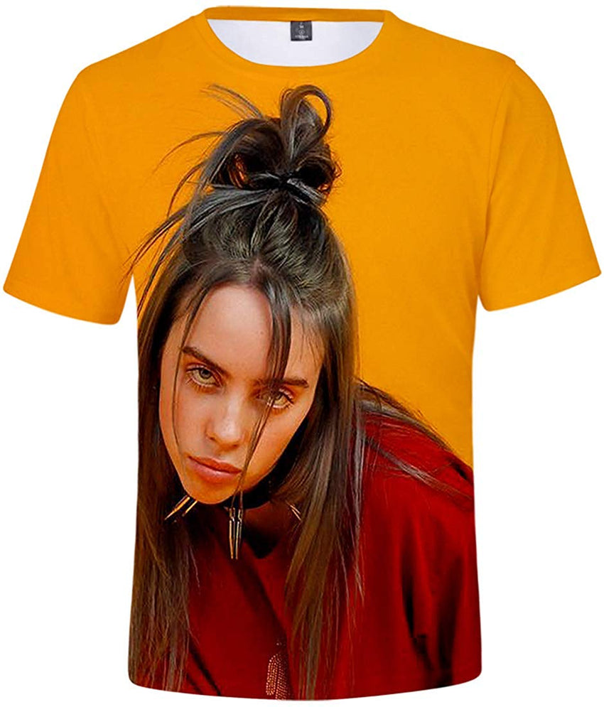 Women 3D Printed T Shirt Casual Tees for Music Fans Orange 02