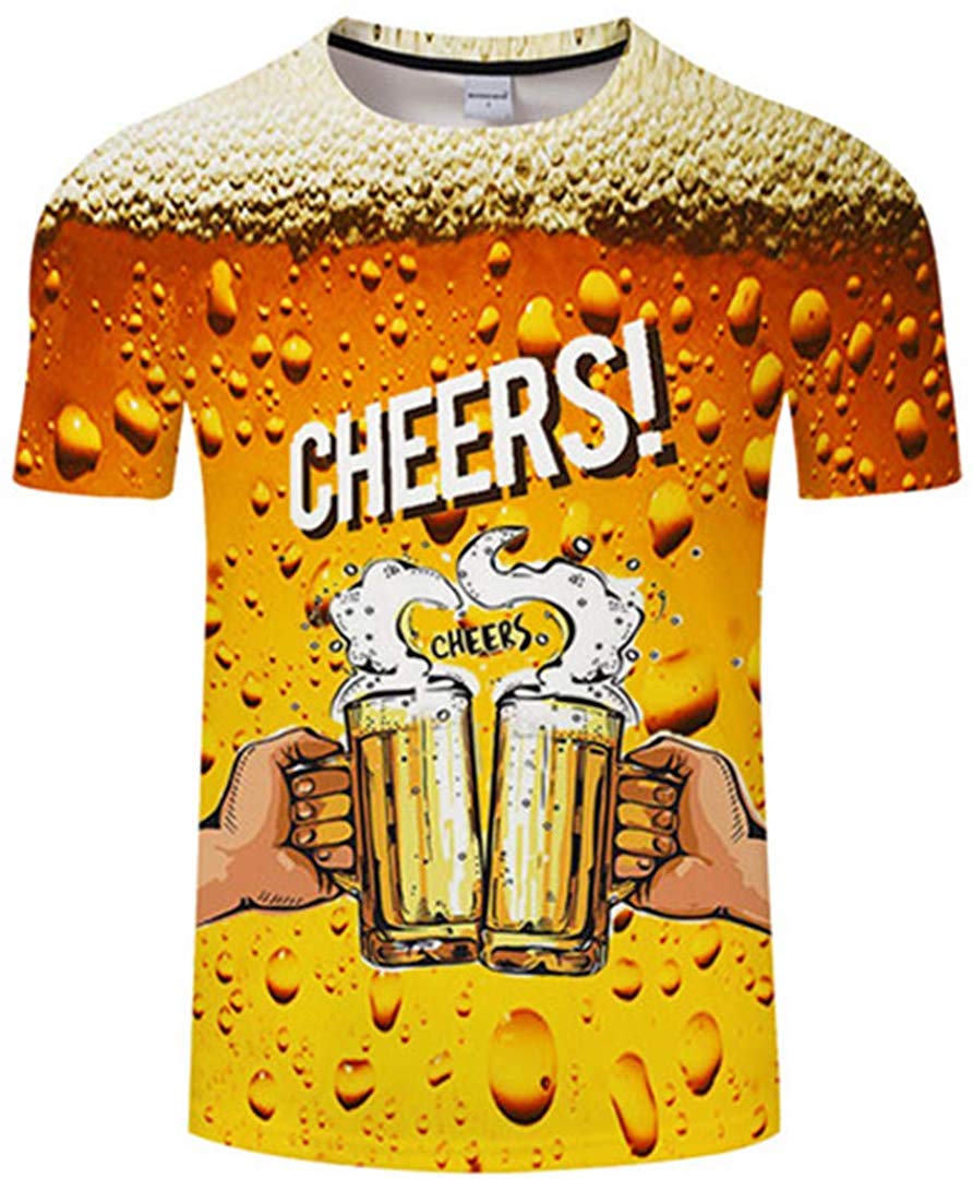 Summer Men's Clothing O Neck Clock Jacket Beer Short Sleeved 3D T Shirt Large Size 5XL Txkh3062