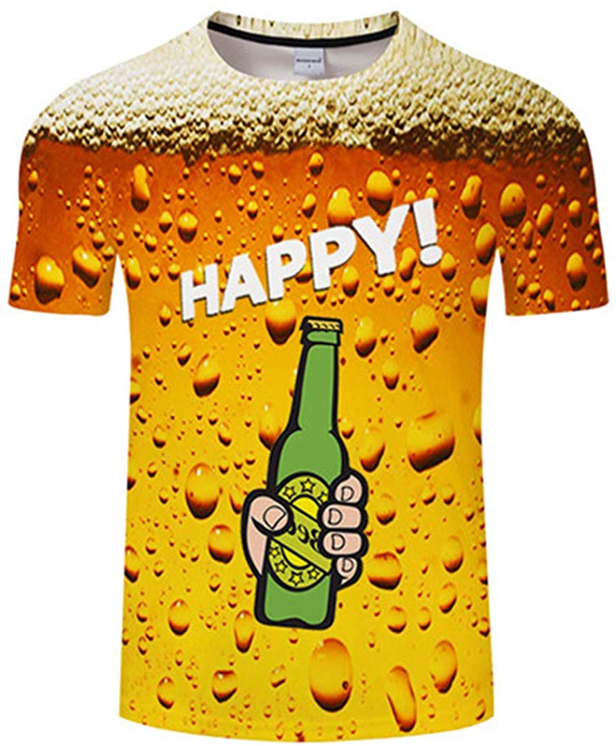 Summer Men's Clothing O Neck Clock Jacket Beer Short Sleeved 3D T Shirt Large Size 5XL Txkh3063
