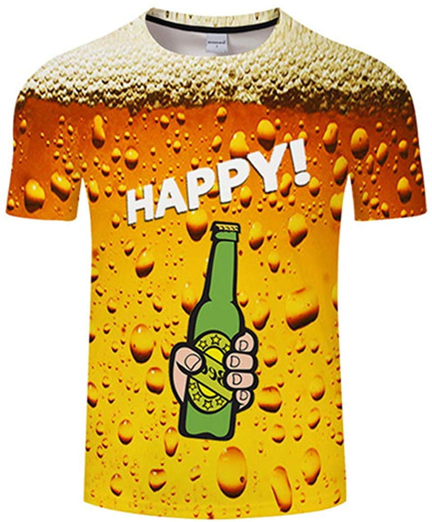 Summer Men's Clothing O Neck Clock Jacket Beer Short Sleeved 3D T Shirt Large Size 5XL Txkh3063