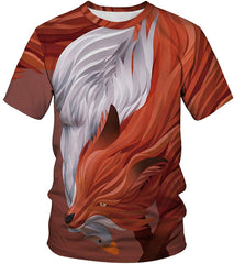 Unisex Men Women Stylish 3D Printed Graphic Short Sleeve T Shirts Tops Fox