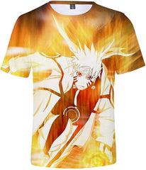 Unisex Novelty Tee Tops 3D Printed with The Japanese Anime Naruto T Shirts for Men Women Golden Shining