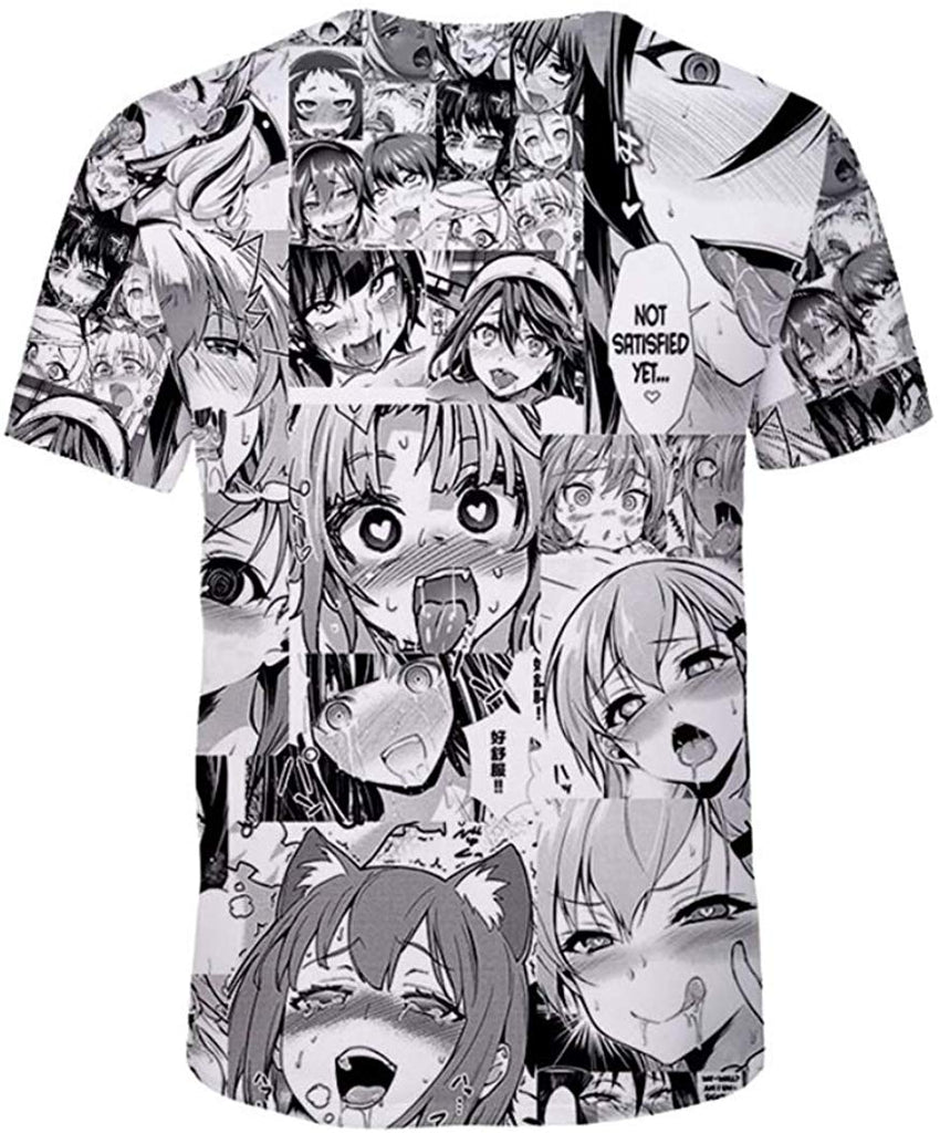 Unisex 3D Anime Ahego T Shirt Funny Shy Girl Cartoon Causal Tee Tops Ahegao Smiling
