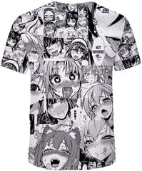 Unisex 3D Anime Ahego T Shirt Funny Shy Girl Cartoon Causal Tee Tops Ahegao Smiling
