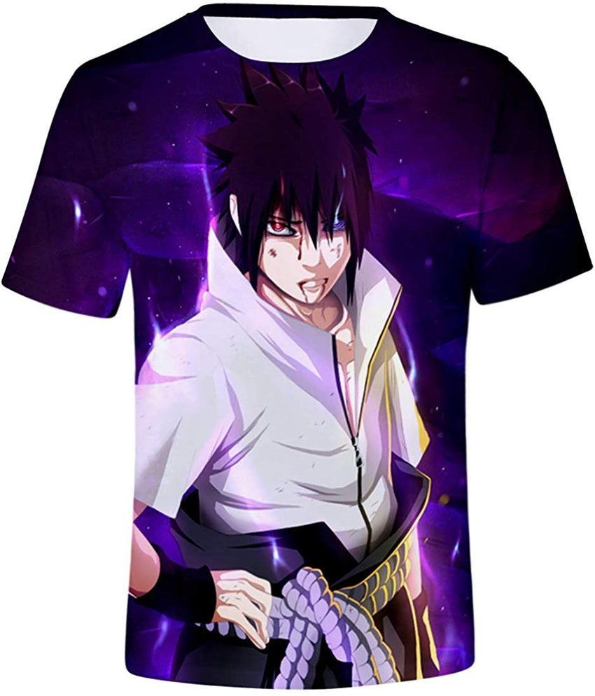 Unisex Novelty Tee Tops 3D Printed with The Japanese Anime Naruto T Shirts for Men Women White Boy