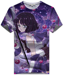 Women Sailor Moon 3D Graphic T Shirt Casual Top Sailor Saturn2