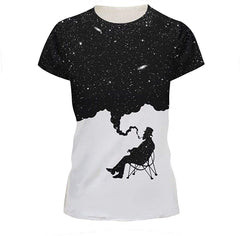 Velynce Unisex Thin Shirts Stylish 3D Digital Printed Lion Skull Casual Personality T Shirts Couple Clothing Star Smoke #8
