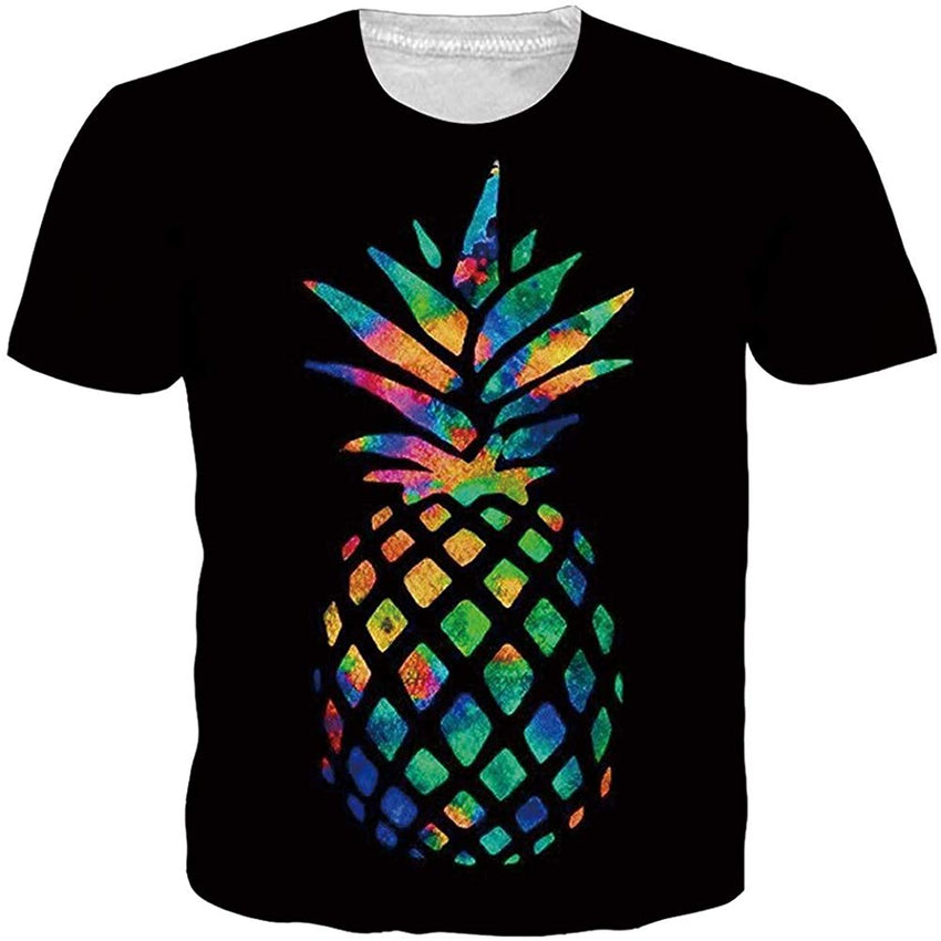 Unisex Short Sleeve 3D Digital Printed Personalized T Shirts Tees Pineapple