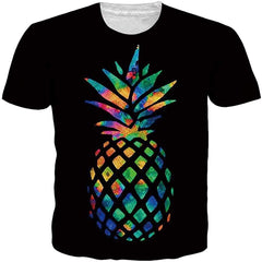Unisex Short Sleeve 3D Digital Printed Personalized T Shirts Tees Pineapple
