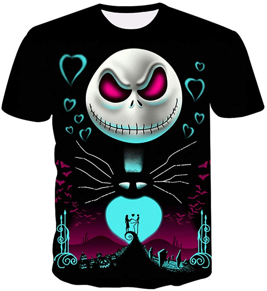 Men Casual Shirts Sexy Women Printing 3D T Shirt Jack Skellington