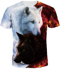 Unisex Stylish 3D Printed Graphic Short Sleeve T Shirts for Women Men Wolf