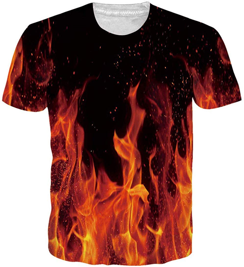 Unisex Short Sleeve T Shirts 3D Novelty Print Casual Funny Graphic Tees S 3XL Fire 2