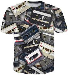 Men Casual Shirts Sexy Women Printing 3D T Shirt Audio Tape
