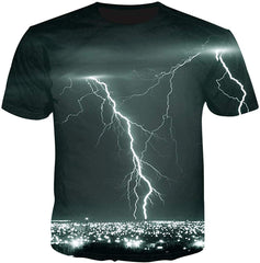Unisex Flash Casual T Shirt Lightening 3D Printed Cool Crew Neck Parkour Tees Green