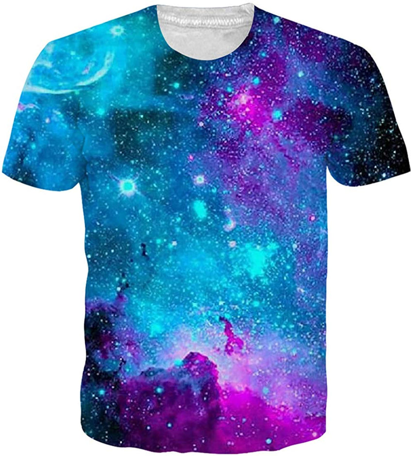 Unisex 3D Printed Summer Casual Short Sleeve T Shirts Top Tees S XXL Galaxy