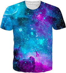 Unisex 3D Printed Summer Casual Short Sleeve T Shirts Top Tees S XXL Galaxy