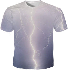 Unisex Flash Casual T Shirt Lightening 3D Printed Cool Crew Neck Parkour Tees Light Gray&purple