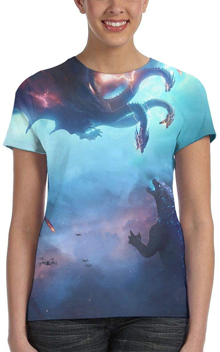 Womens God Zilla 2 King of Monsters 3D Printed Short Sleeves Shirt Godzi34