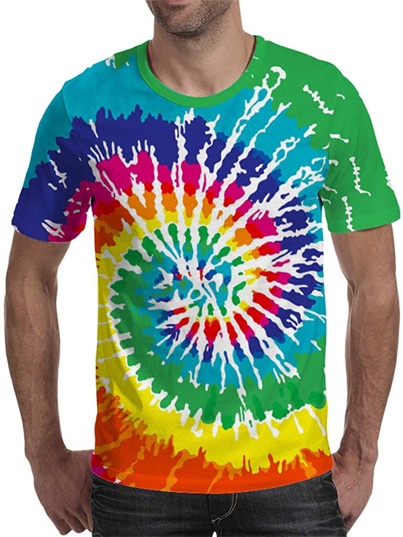 Unisex 3D Printed Tie Dye Creative Funny Summer Casual Short Sleeve T Shirts Tees T03318