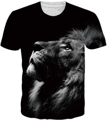 Mens T Shirts 3D Graphics Print Short Sleeve Funny Summer T Shirts Black Lion