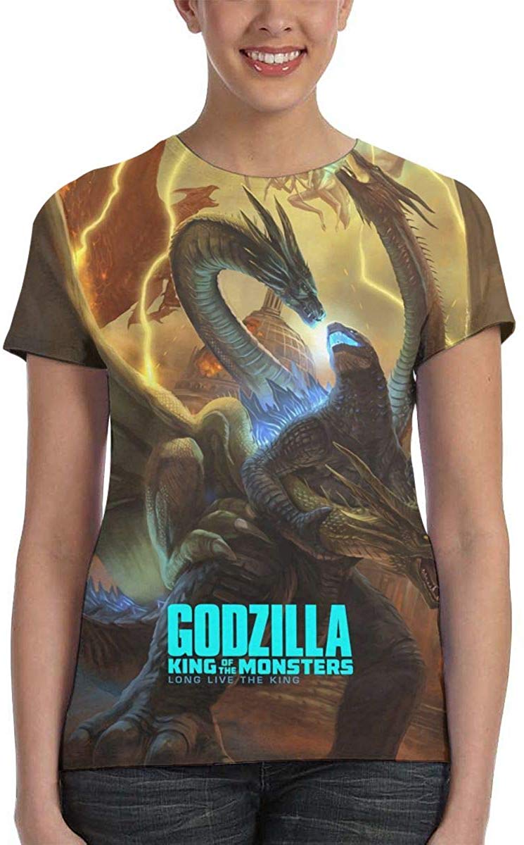Womens God Zilla 2 King of Monsters 3D Printed Short Sleeves Shirt godzi28
