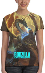 Womens God Zilla 2 King of Monsters 3D Printed Short Sleeves Shirt godzi28