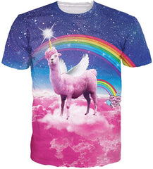 Unisex Cool Novelty 3D Graphic Print T Shirts Summer Short Sleeve Crewneck Tees Casual Tops B rainbow Unicorn