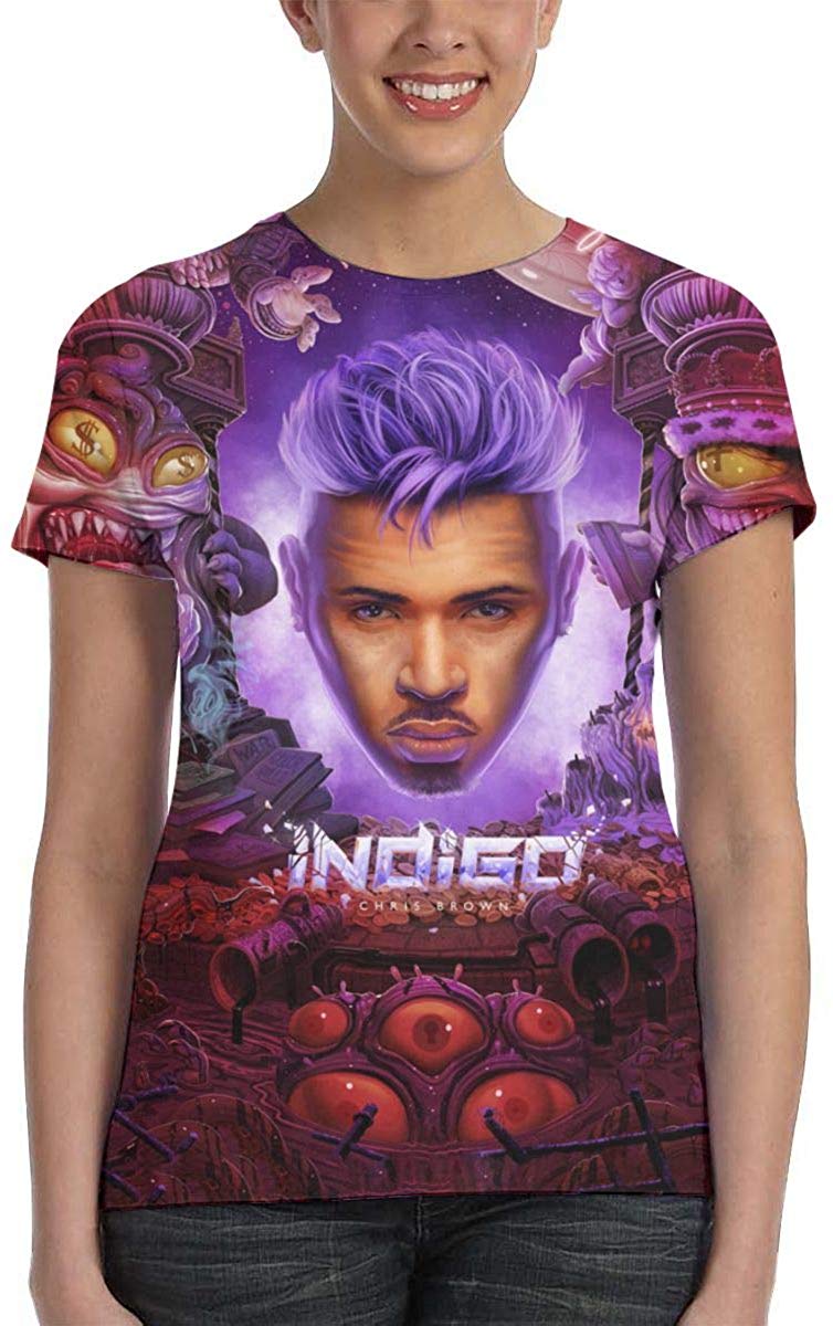 Chris Brown Indigo Women's 3D Printed T Shirts Black1
